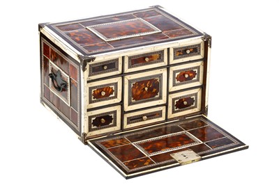 Lot 264 - A FALL FRONT INDO-PORTUGUESE TORTOISESHELL AND...