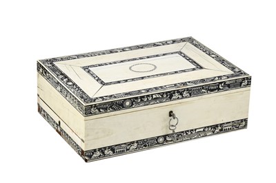 Lot 265 - AN ANGLO-INDIAN VIZAGAPATAM IVORY COVERED...