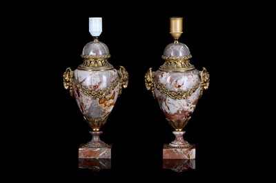 Lot 106 - A PAIR OF FRENCH LOUIS XVI STYLE MARBLE AND...