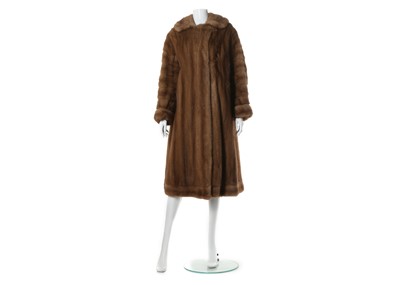 Lot 257 - Pastel mink full length coat, with contrasting...