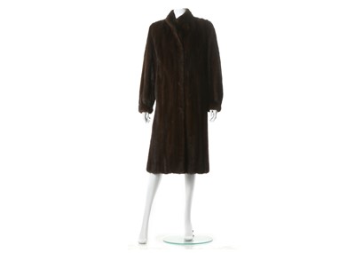 Lot 256 - Mid brown Saga Mink coat, full length with...