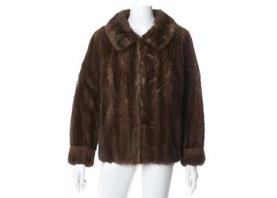 Lot 262 - Pastel brown mink jacket, hip length with belt...