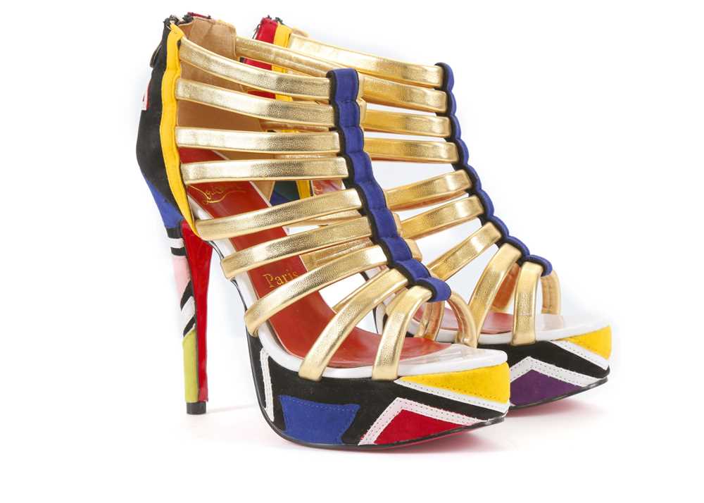 Lot 614 - Christian Louboutin Ulona 140 platform sandals,...