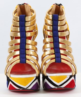Lot 614 - Christian Louboutin Ulona 140 platform sandals,...