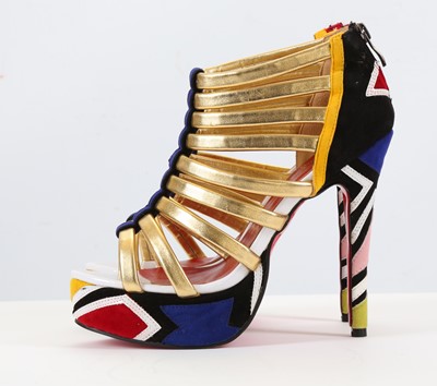 Lot 614 - Christian Louboutin Ulona 140 platform sandals,...