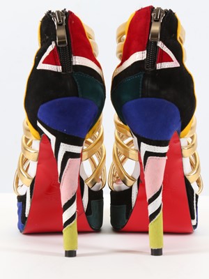 Lot 614 - Christian Louboutin Ulona 140 platform sandals,...