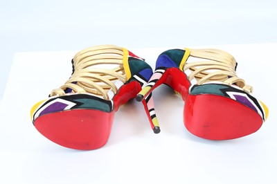 Lot 614 - Christian Louboutin Ulona 140 platform sandals,...