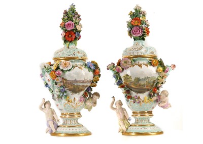 Lot 122 - A FINE PAIR OF MEISSEN TOPOGRAPHICAL...