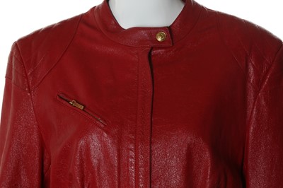 Lot 234 - Christian Dior red leather biker jacket, gilt...