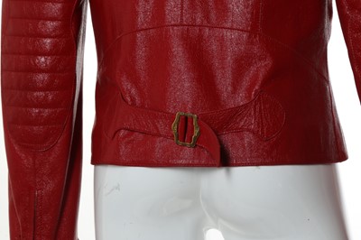 Lot 234 - Christian Dior red leather biker jacket, gilt...