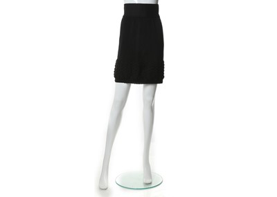Lot 525 - Chanel black wool mix skirt, stretch waist and...