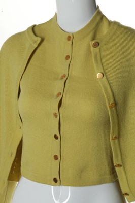 Lot 352 - Hermes yellow cashmere twin set, comprising a...