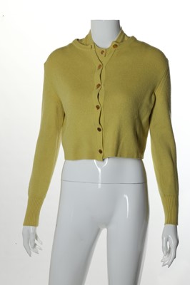 Lot 352 - Hermes yellow cashmere twin set, comprising a...