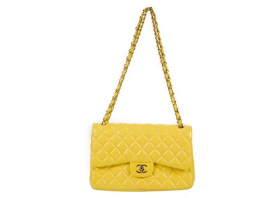 Lot 281 - Chanel bright yellow Jumbo Classic Flap,...