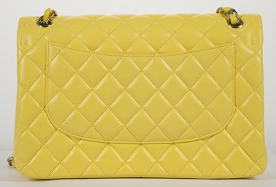 Lot 281 - Chanel bright yellow Jumbo Classic Flap,...