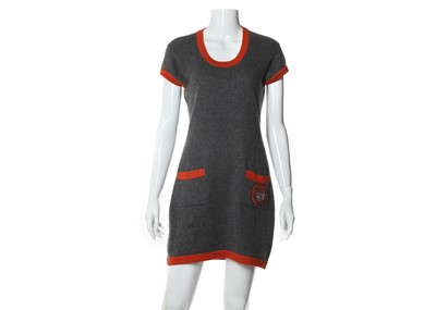 Lot 353 - Chanel grey and orange cashmere dress, dated...