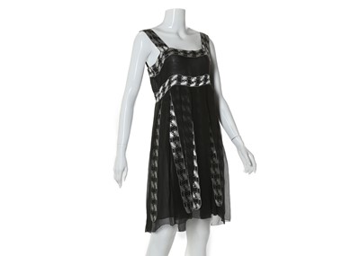 Lot 583 - Chanel black and silver silk baby doll dress,...