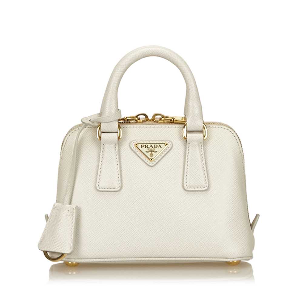 Lot 495 Prada white Saffiano Lux Mini Handbag gold