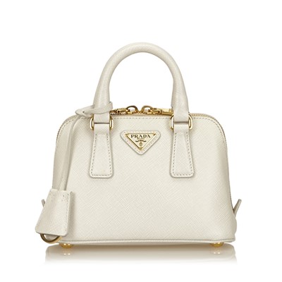 Lot 495 - Prada white Saffiano Lux Mini Handbag, gold...