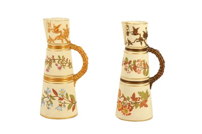 Lot 159 - TWO ROYAL WORCESTER AESTHETIC MOVEMENT...