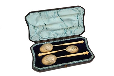 Lot 104 - A cased set of three Victorian antique...