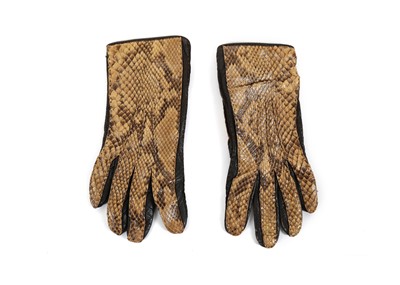 Lot 371 - Gianni Versace python skin gloves, 1990s,...