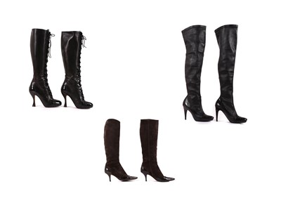 Lot 595 - Louis Vuitton black leather knee-high boots,...