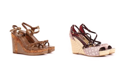 Lot 356 - Louis Vuitton wedge heels, two pairs, to...