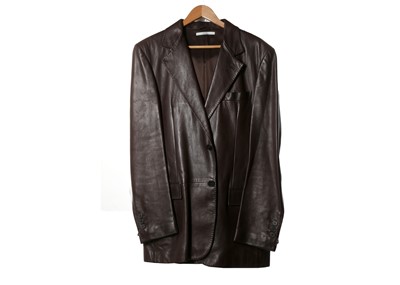 Lot 376 - Yves Saint Laurent brown leather men's jacket,...