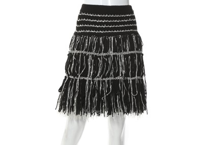 Lot 531 - Chanel black and white cashmere and wool skirt,...