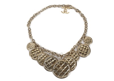 Lot 603 - Chanel gilt metal 'Quilted Discs' necklace,...