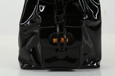 Lot 444 - Gucci black patent leather Bamboo Backpack PM,...