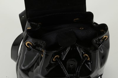 Lot 444 - Gucci black patent leather Bamboo Backpack PM,...