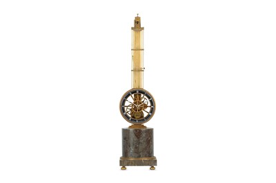 Lot 286 - A NOVELTY BRASS AND MARBLE SUSPENDED MOVEMENT...