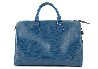 Lot 400 - Louis Vuitton blue epi leather Speedy 30,...