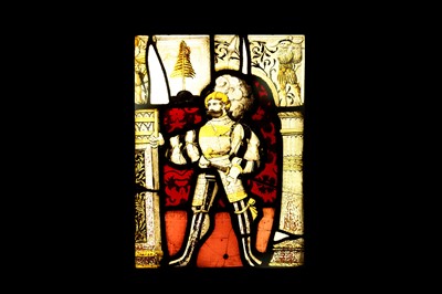 Lot 34 - A 16TH / 17TH CENTURY STAINED GLASS PANEL...
