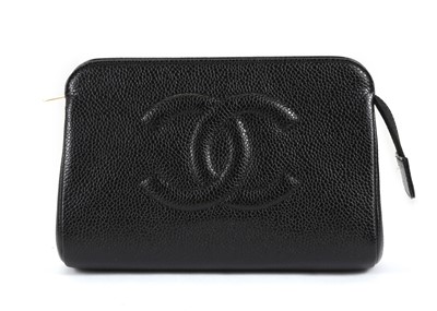 Lot 542 - Chanel black Timeless CC cosmetic pouch,...