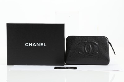 Lot 542 - Chanel black Timeless CC cosmetic pouch,...