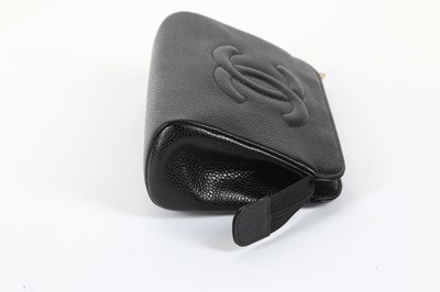 Lot 542 - Chanel black Timeless CC cosmetic pouch,...