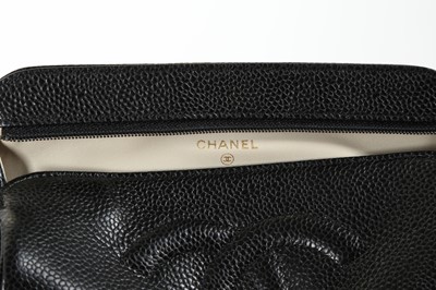 Lot 542 - Chanel black Timeless CC cosmetic pouch,...