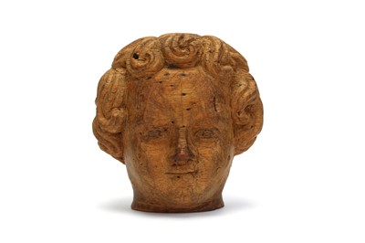 Lot 56 - A 17TH CENTURY FLEMISH CARVED WOOD HEAD OF A...