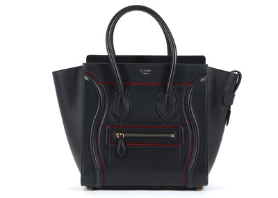 Lot 412 - Celine navy and red Micro Luggage, smooth navy...