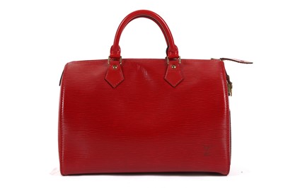 Lot 232 - Louis Vuitton red epi leather Speedy 30,...