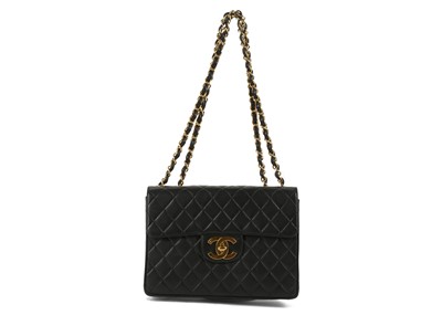 Lot 491 - Chanel black Classic Jumbo Flap bag, c....