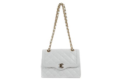 Lot 450 - Chanel white Mademoiselle Double Flap bag,...