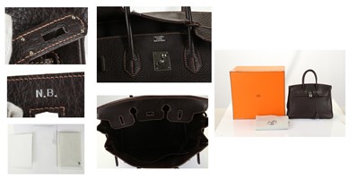Lot 208 - Hermes Nicotine/Cocao Buffle Skipper Birkin 35,...
