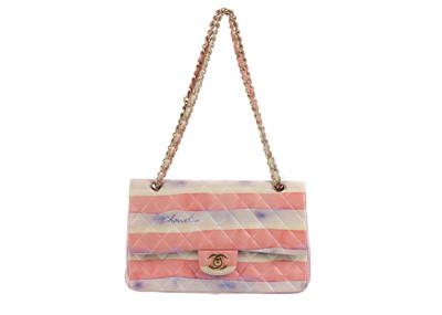 Lot 297 - Chanel pink watercolour Classic Flap bag,...