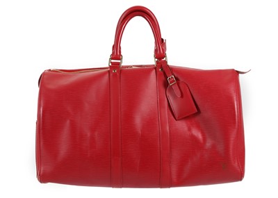 Lot 233 - Louis Vuitton red epi leather Keepall 45, c....