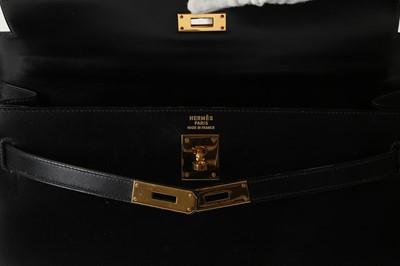 Lot 453 - Hermes black Kelly Sellier 35, c.1995, box...