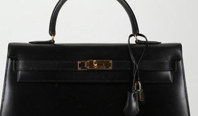 Lot 453 - Hermes black Kelly Sellier 35, c.1995, box...